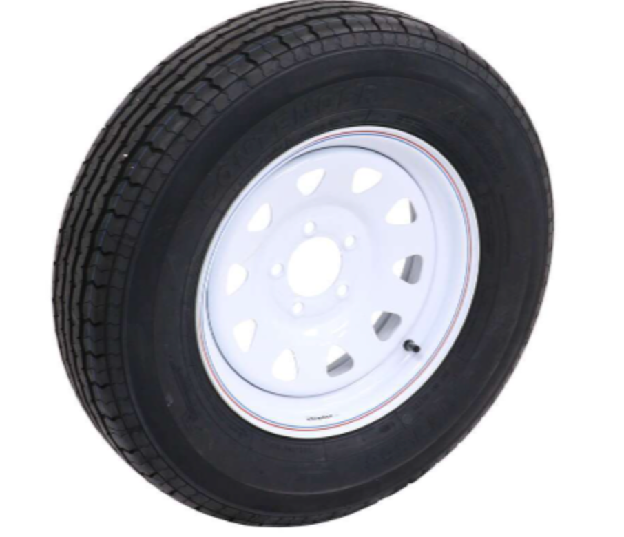 Trailer Tire and Rim 205/75R15 White Spoke 5 on 4-1/2 BC