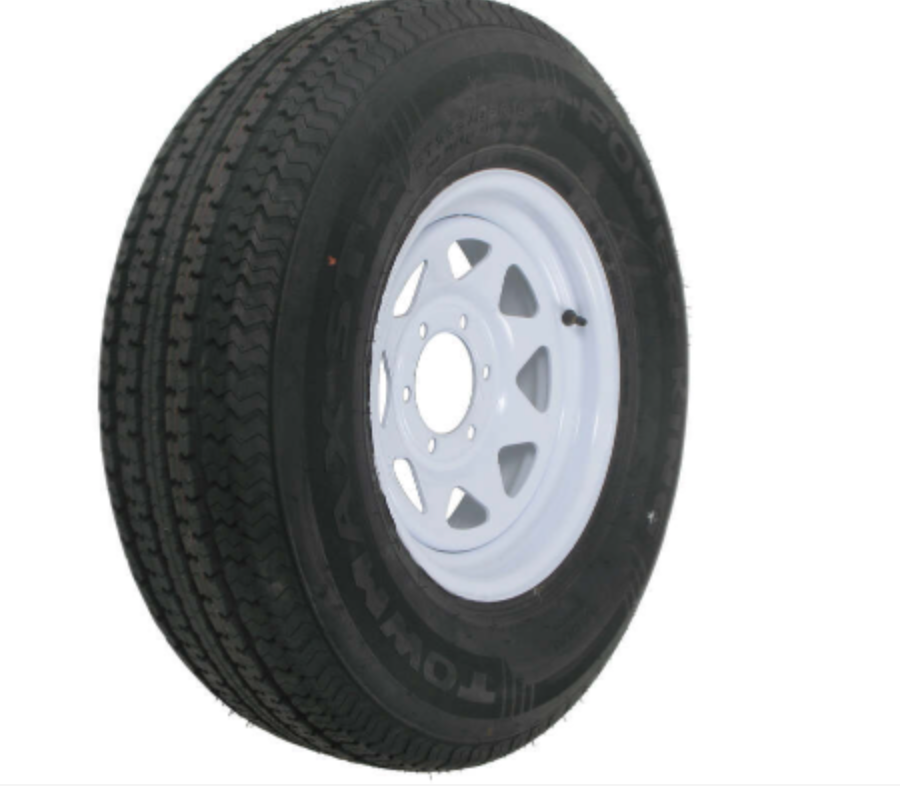 Trailer Tire and Rim 235/80R16 White Spoke 6 Lug